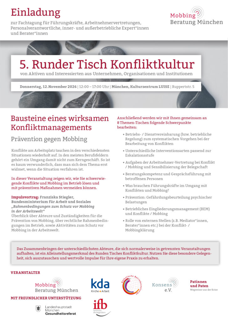 Mobbingberatung Einladung Runder Tisch